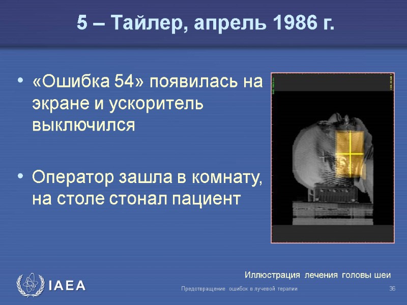 Предотвращение ошибок в лучевой терапии  36 «Ошибка 54» появилась на экране и ускоритель